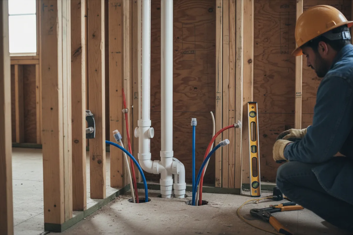 Drain and supply rough-in during Toilet Repair and Installation in Montclair
