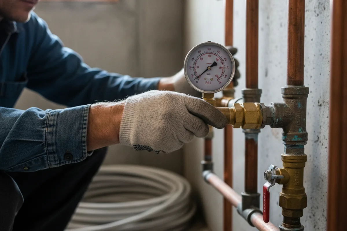 Pressure testing a repaired line during Water Line Repair in Montclair